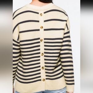 Madewell Greensboro Button Back Sweater Navy/Cream